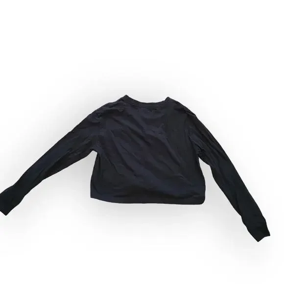 Nike The Nike Tee Crop Long Sleeve Logo Nike Swoosh Black T-Shirt Women Sz S - Picture 7 of 10